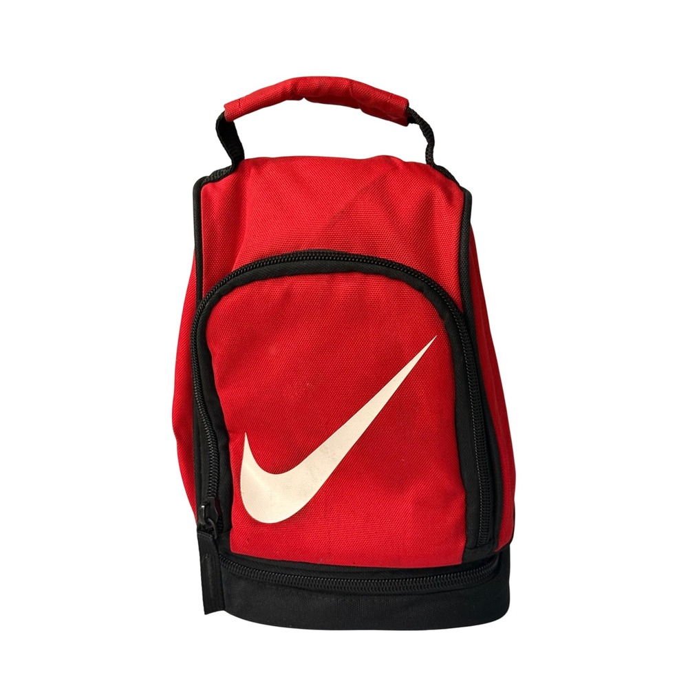Nike Insulated Lunch Bag Red Black Swoosh Logo Dual Compartment 2546-U10